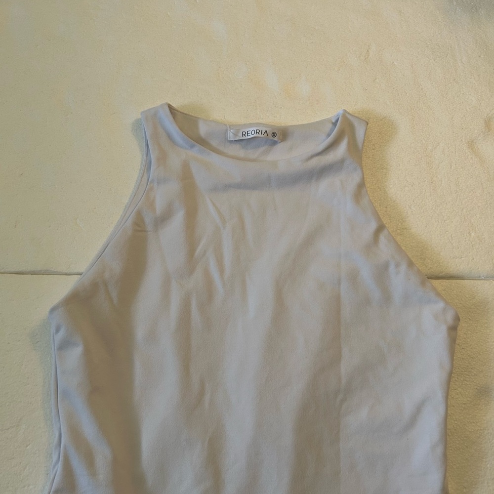 Reoria white high neck sleeveless bodysuit tank top - Picture 10 of 12
